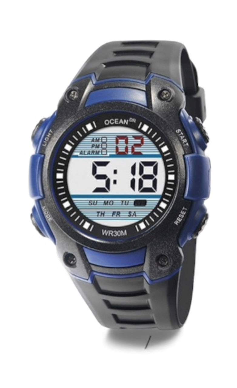art. 1190 048AZ - OCEAN DR - Reloj Digital Crono Alarma, Caballero, Sumergible 3 ATM