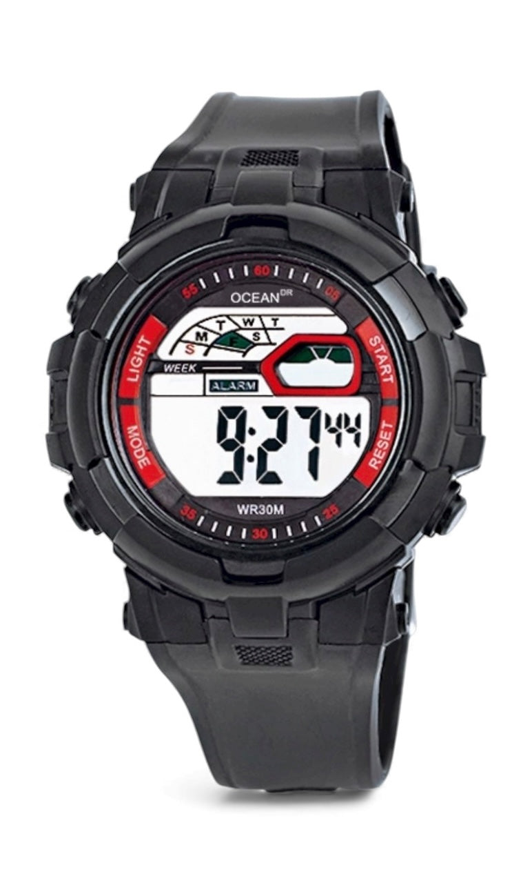 art. 1190 049NG - OCEAN DR - Reloj Digital Crono Alarma, Caballero, Sumergible 3 ATM
