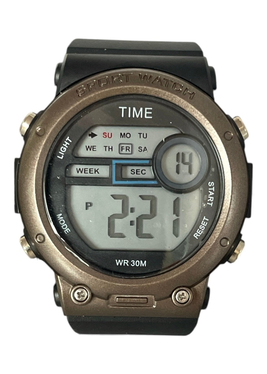 art. 1190 053BR - TIME - Reloj Digital Crono Alarma, Caballero, Sumergible 3 ATM