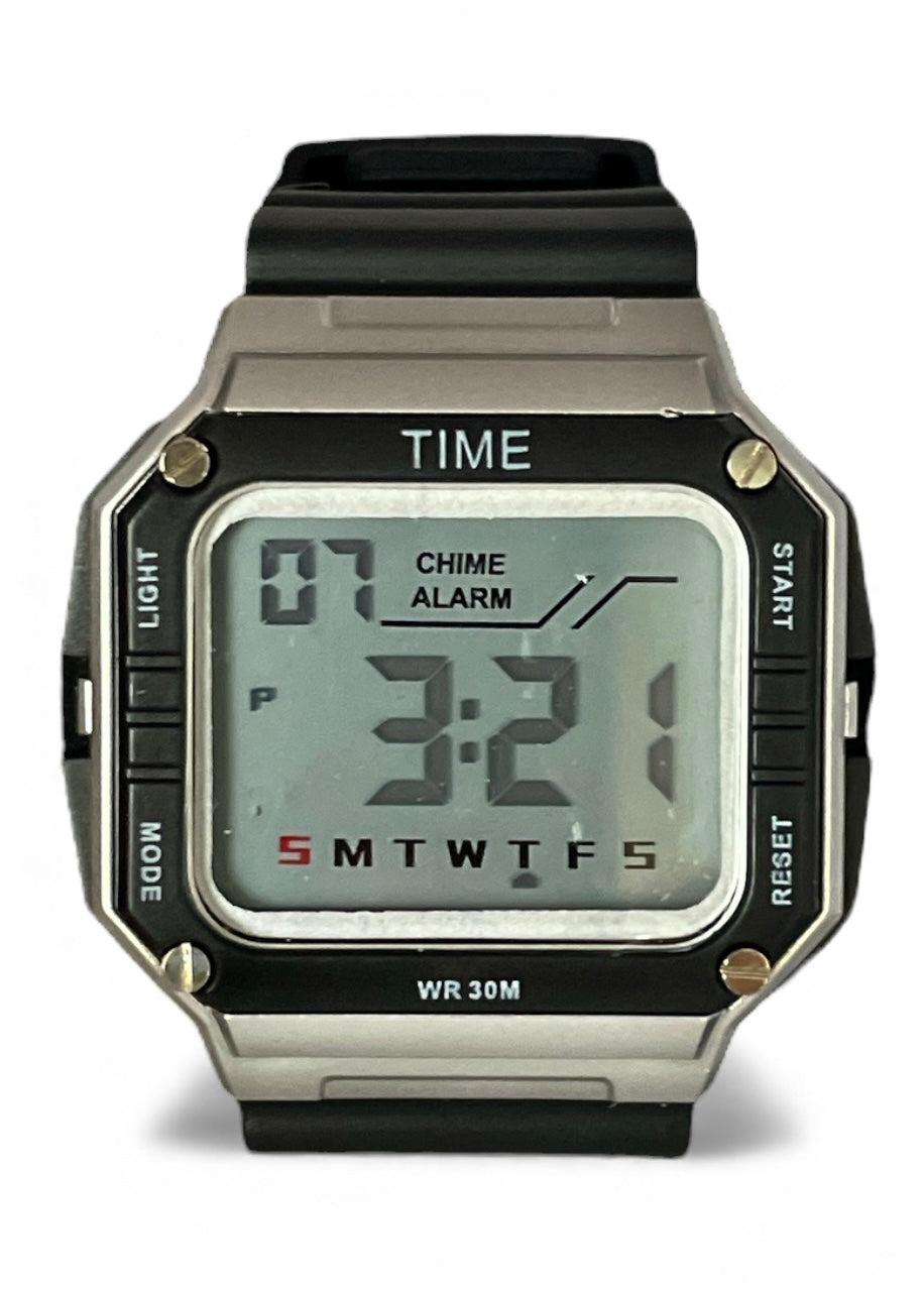 art. 1190 055PL - TIME - Reloj Digital Crono Alarma, Caballero, Sumergible 3 ATM