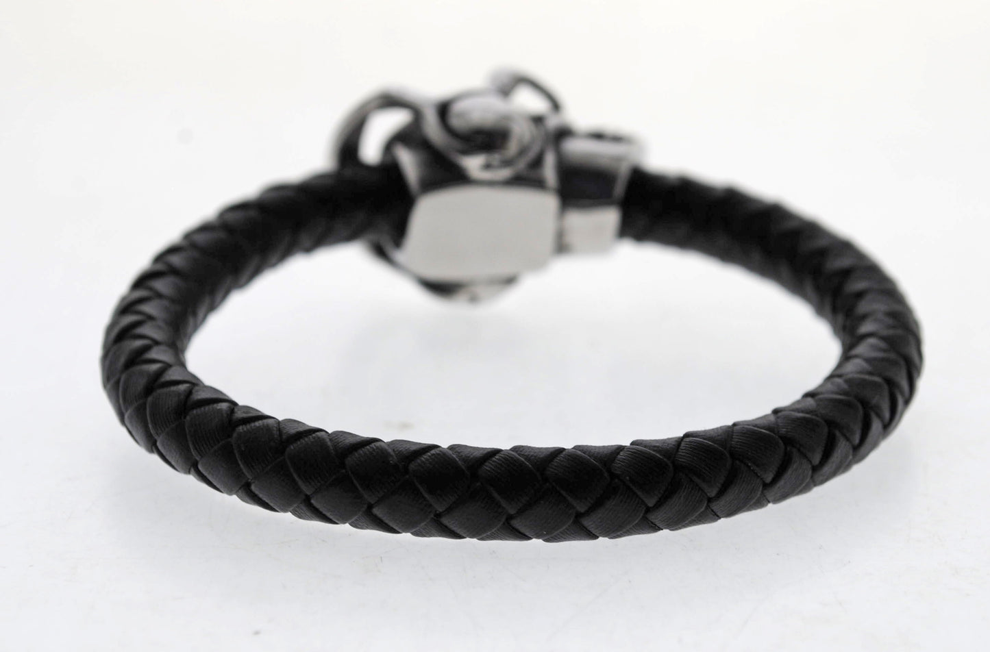Pulsera negra cuero y acero quirurgico Mod 51