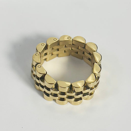 art. 05H - Anillo acero dorado hombre
