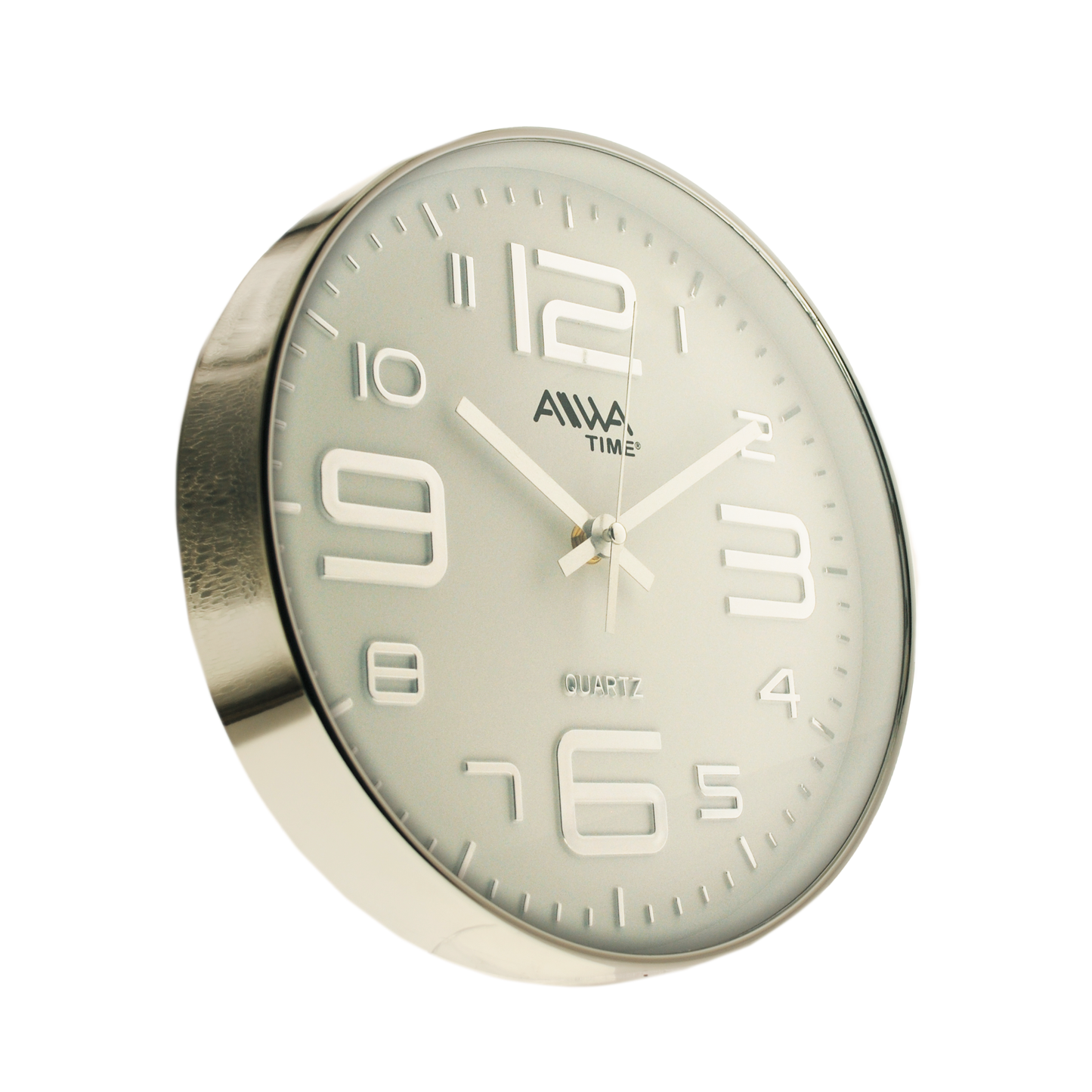 art. 014 - AIWA-TIME - Reloj de Pared Plateado 26cm