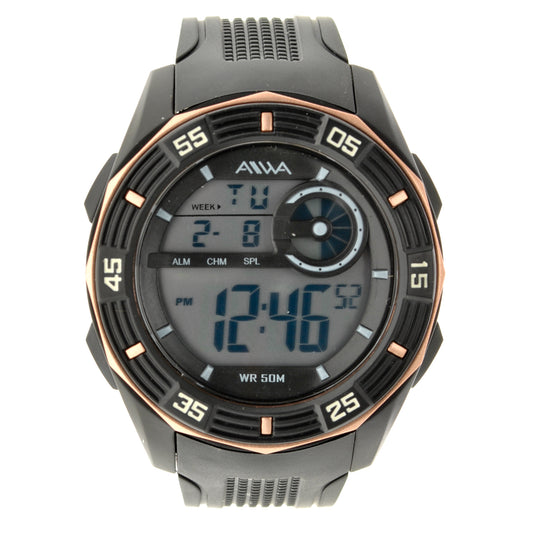 art. 10305 014CB - AIWA Time- Reloj Digital Crono Alarma, Caballero, AIWA Time, Sumergible 5 ATM