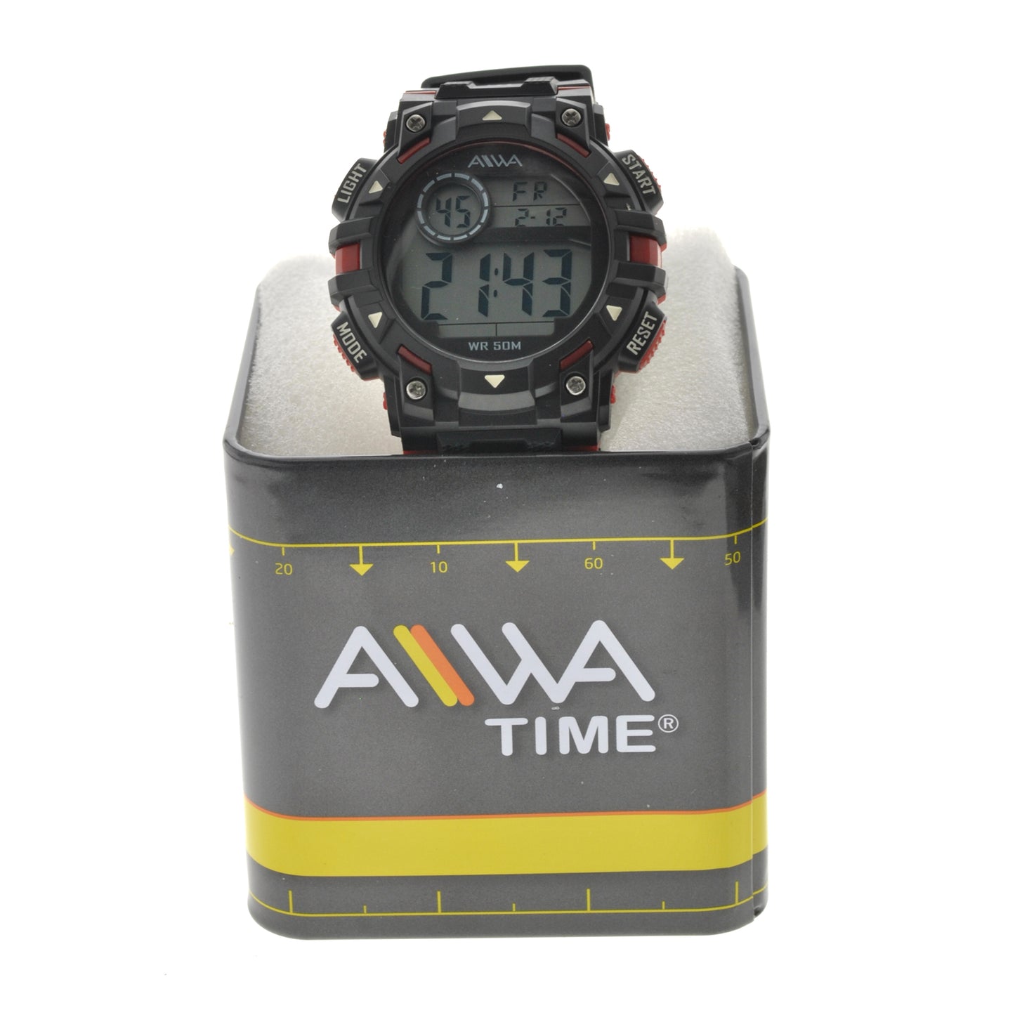 art. 10305 025RJ - AIWA Time - Reloj Digital Crono Alarma, Caballero, AIWA Time, Sumergible 5 ATM
