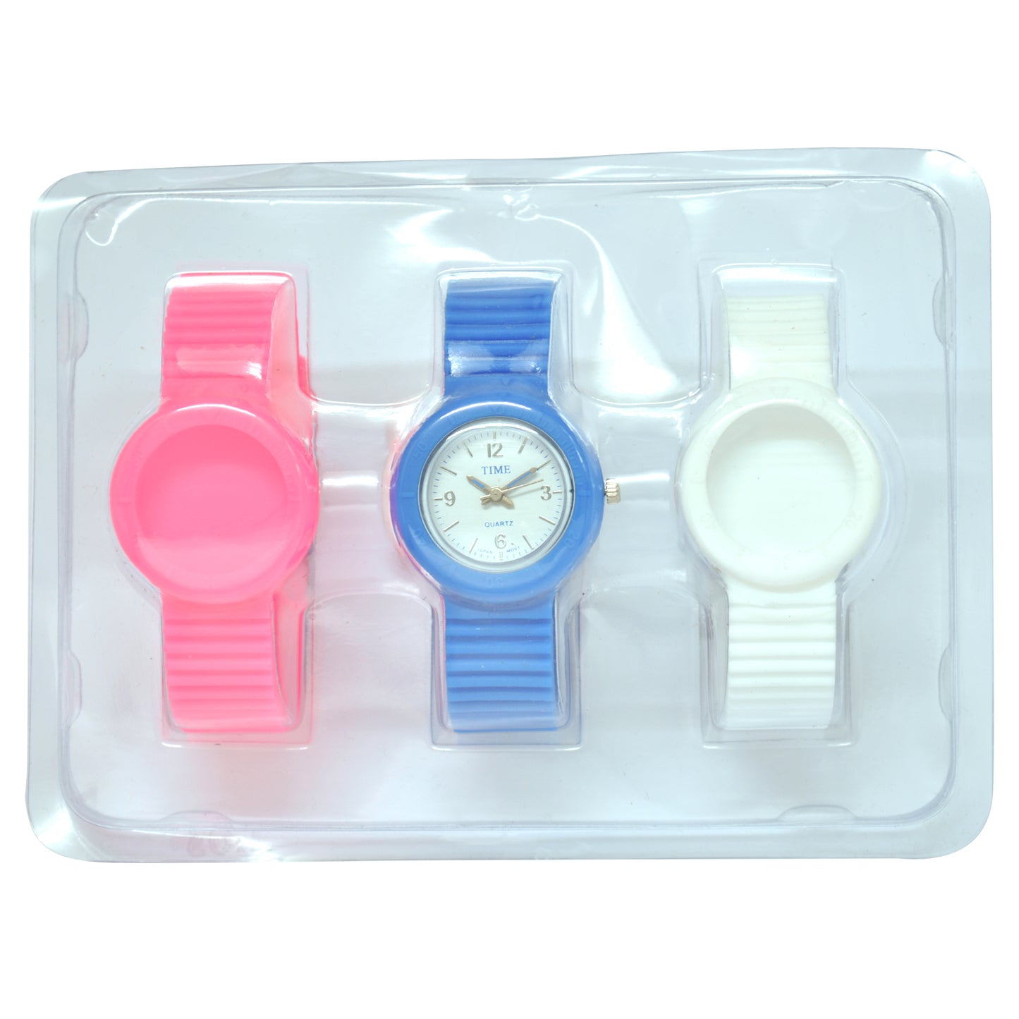 art. 1185 004AZ - TIME - Reloj análogo, set de mallas plásticas intercambiables, Dama