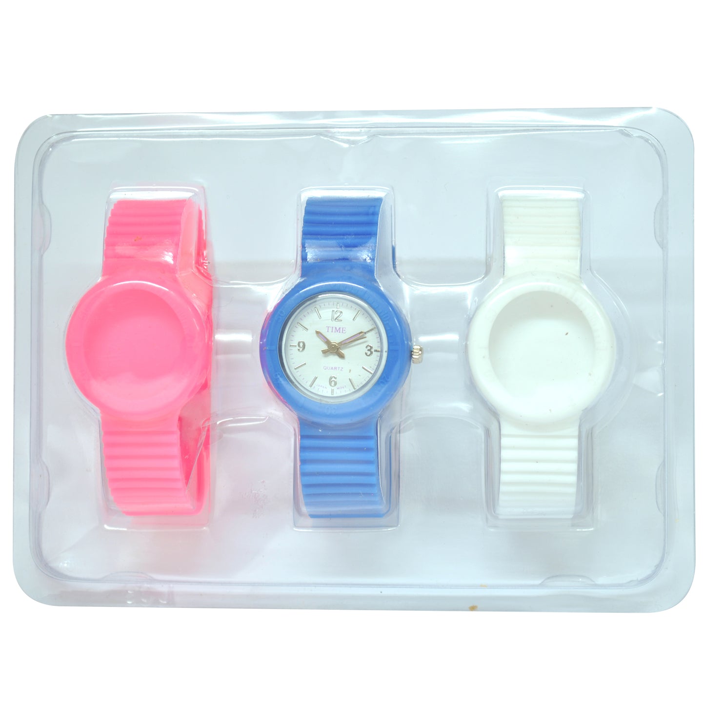 art. 1185 006AZ - TIME - Reloj análogo, set de mallas plásticas intercambiables, Dama