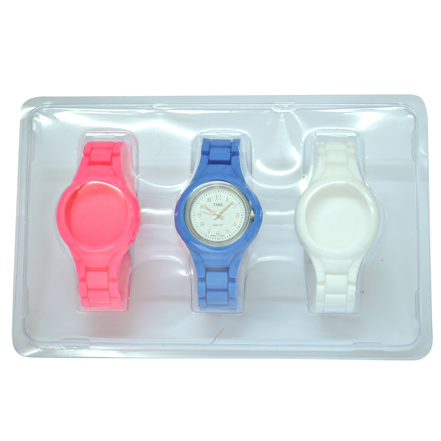 art. 1185 010AZ - TIME - Reloj análogo, set de mallas plásticas intercambiables, Dama