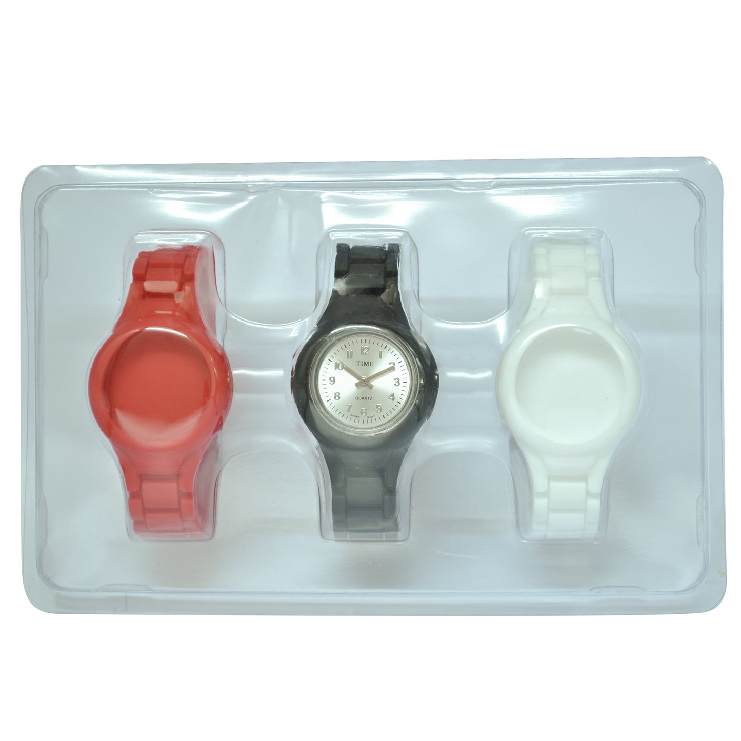 art. 1185 013NG - TIME - Reloj análogo, set de mallas plásticas intercambiables, Dama