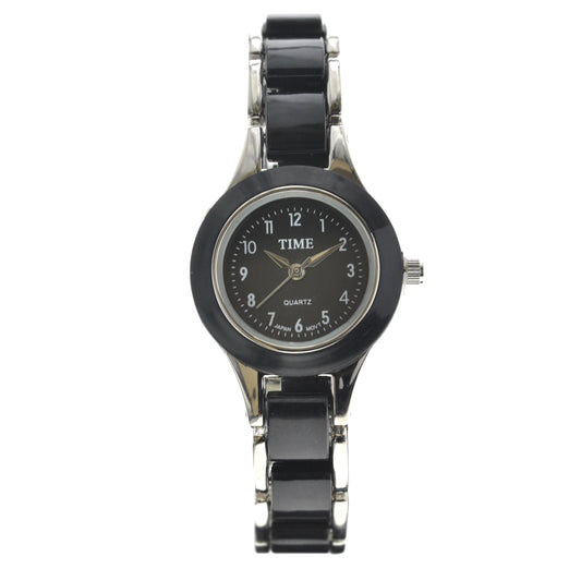 art. 1165 006NG - TIME - Reloj Analogo, Malla Metal, Bijou Esmaltado, Dama