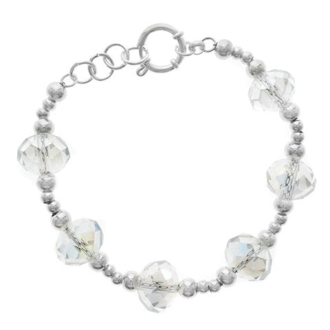 Pulsera acero blanco con cristal transparente con cierre marinero D&K / 1000PI-4