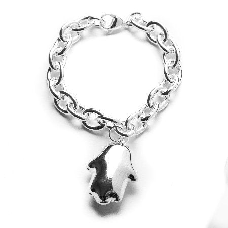 Pulsera Tiffany De Acero Blanco Con Dije Inflado De Mano De Fatima / 1000RE-16