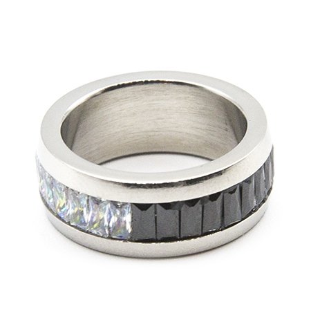 Anillo sinfin de acero con cubic boreal y negro D&K FERIA / 100PI-20