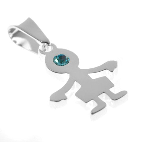 Dije acero blanco nene con piedra 3 cm D&K - 1300NE-5