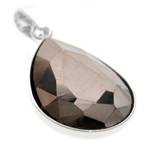 Dije acero blanco gota con piedra facetada mocca 4.2 cm D&K / 1300PI-14