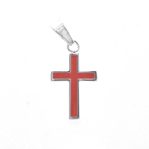 Dije acero blanco cruz esmaltada rojo 2.5 cm D&K - 1300RE-20