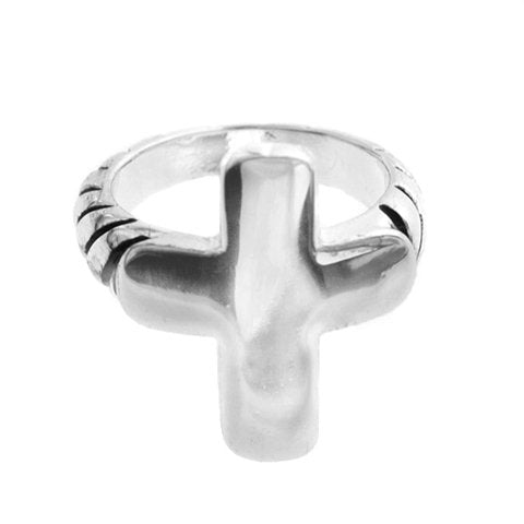 Anillo acero blanco cruz tramado con esmaltado negro D&K - 1700AN-1
