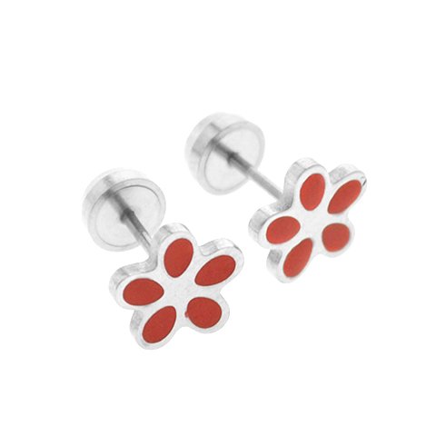 Abridores de acero flor esmaltada en rojo con tick de seguridad y estuche incluido FERIA / 200AD-15