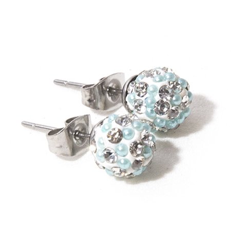 Aro bola de fuego con microperla celeste 8 mm D&K / 200BF-101