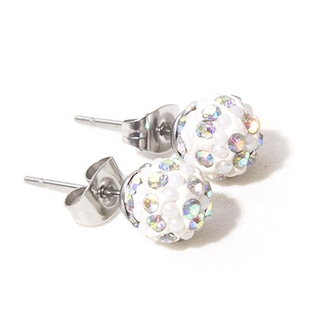 Aro bola de fuego con microperla blanco 8 mm D&K / 200BF-103