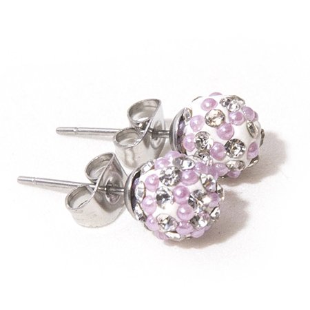 Aro bola de fuego con microperla lila 8 mm D&K / 200BF-104