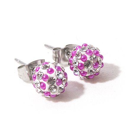 Aro bola de fuego con microperla fuxia 6 mm D&K / 200BF-105