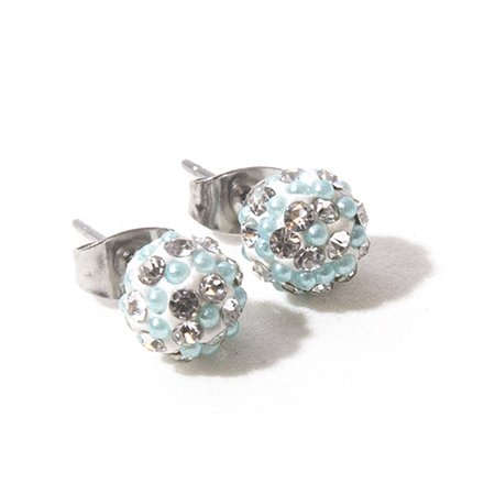 Aro bola de fuego con microperla celeste 6 mm D&K / 200BF-107