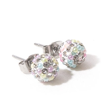 Aro bola de fuego con microperla multicolor 6 mm D&K / 200BF-108