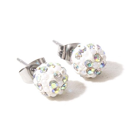 Aro bola de fuego con microperla blanco 6 mm D&K / 200BF-109