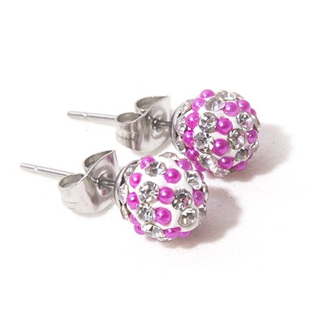 Aro bola de fuego con microperla fuxia 8 mm D&K / 200BF-99