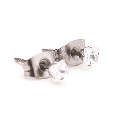 Aro acero chispita blanco cuadrado D&K / 200CH-10