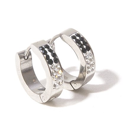 Aros cubano con cubic blancos y negro 16.5 mm D&K / 200CN-42