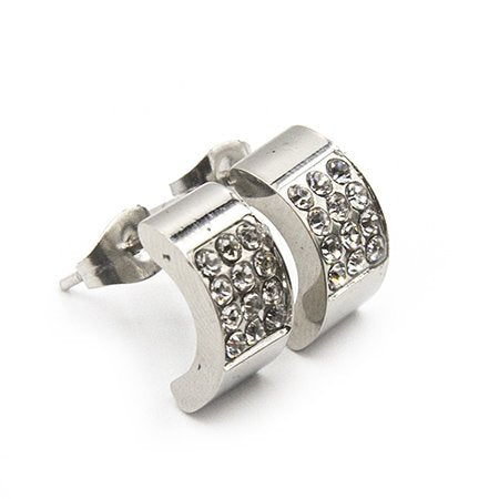 Aros acero medio cubano con cubic transparente 7 mm D&K FERIA / 200CU-42