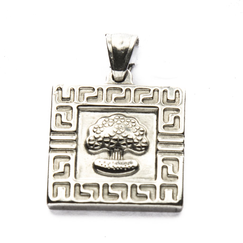 Dije D&K Arbol De La Vida Cuadrado Con Guarda de Acero Quirúrgico 316L. Alt: 3,5 cm Incl. Argolla. / 500AV-74