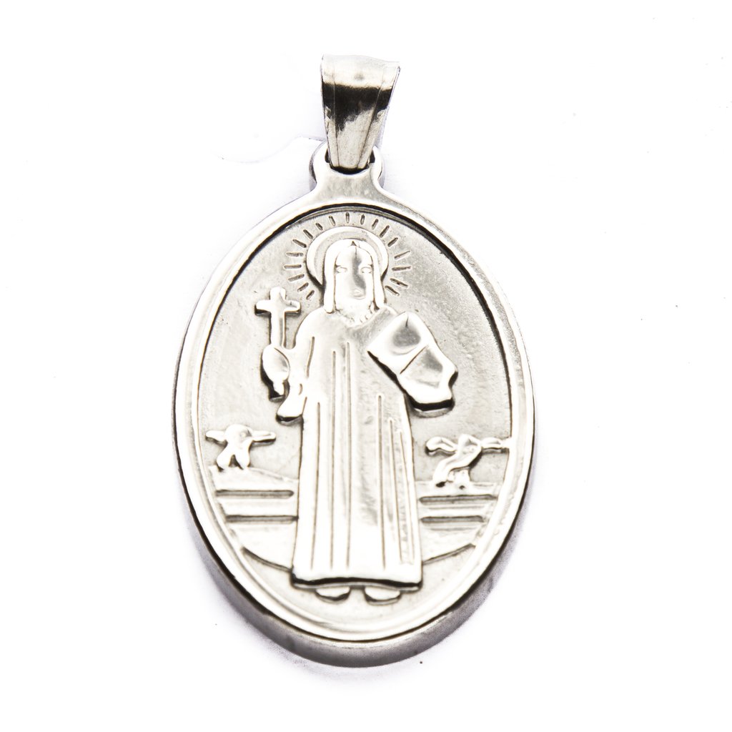 Dije San Benito Ovalado Acero Grande / 500RE-3