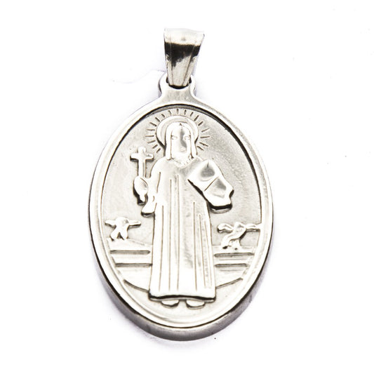 Dije San Benito Ovalado Acero Grande / 500RE-3