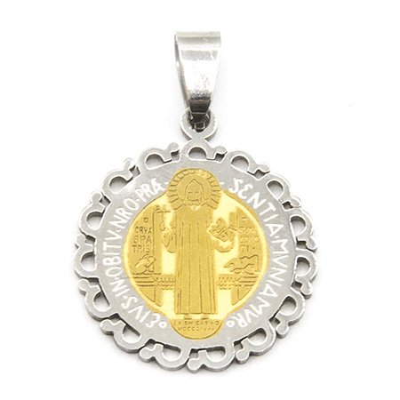 Dije acero San Benito 1 mm, 3.3 cm con argolla incl. D&K / 500SB-10