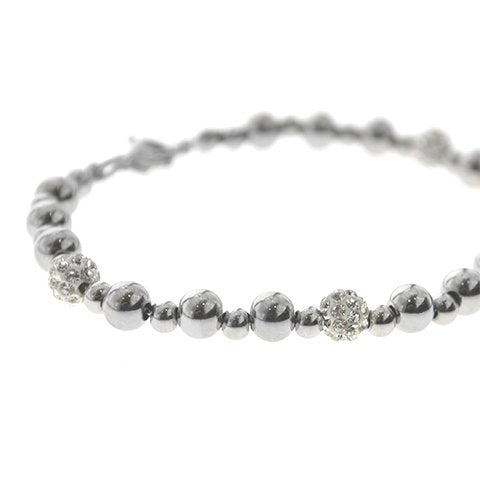 Pulsera Acero Quirurgico Bolitas con Bolitas de Fuego Blanco de 19,5 Cm - 600BO-14