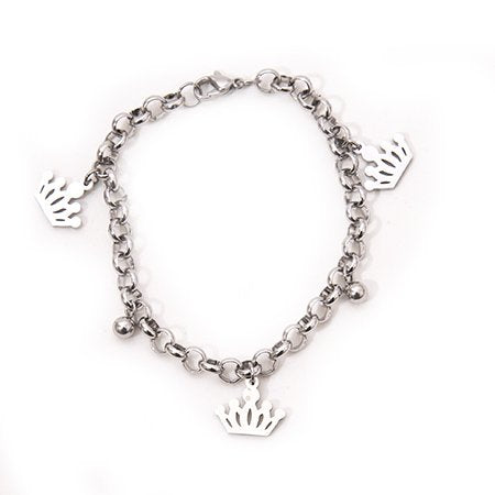 Pulsera rolo con dijes corona 5 mm 20 cm D&K / 600CO-32