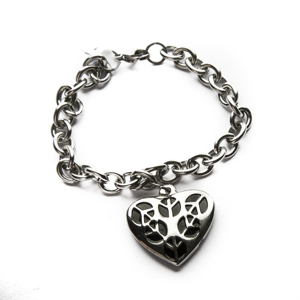 Pulsera Tiffany Con Corazón C/Simbolo De La Paz / 600CZ-3