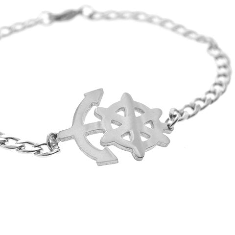Pulsera acero economica con dije timon y ancla D&K / 600EC-54