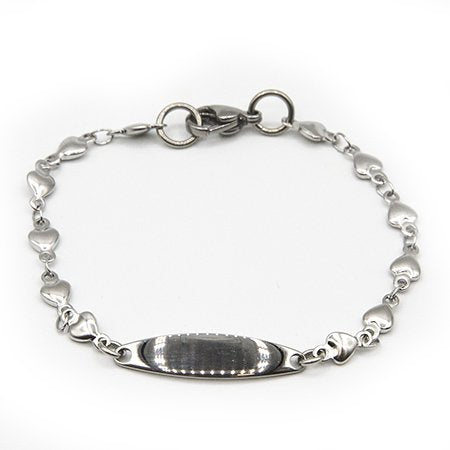 Pulsera acero identidad con eslabones Corazónes 18 cm D&K / 600ID-39