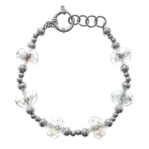Pulsera acero con cristal T-Swarovski transparente con cierre marinero D&K / 600PI-34