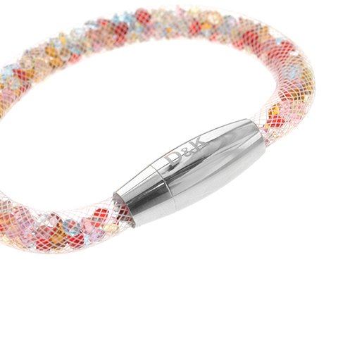 Pulsera Acero Quirurgico Malla Piedras Multicolor T-Swarovski D&K / 600PI-36