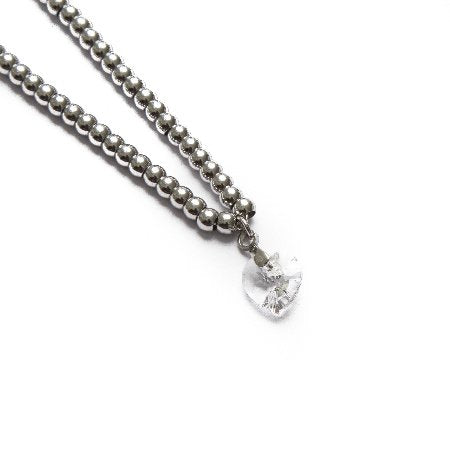 Cadena D&K Bolitas Con Dije Piedra Corazón Transparente FERIA / 700CD-22
