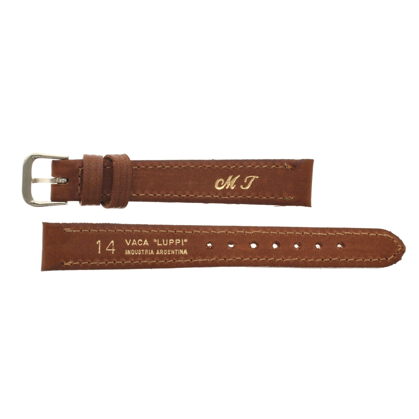 Malla para Reloj Pulsera, Cuero Luppi 14 MM Marrón Claro