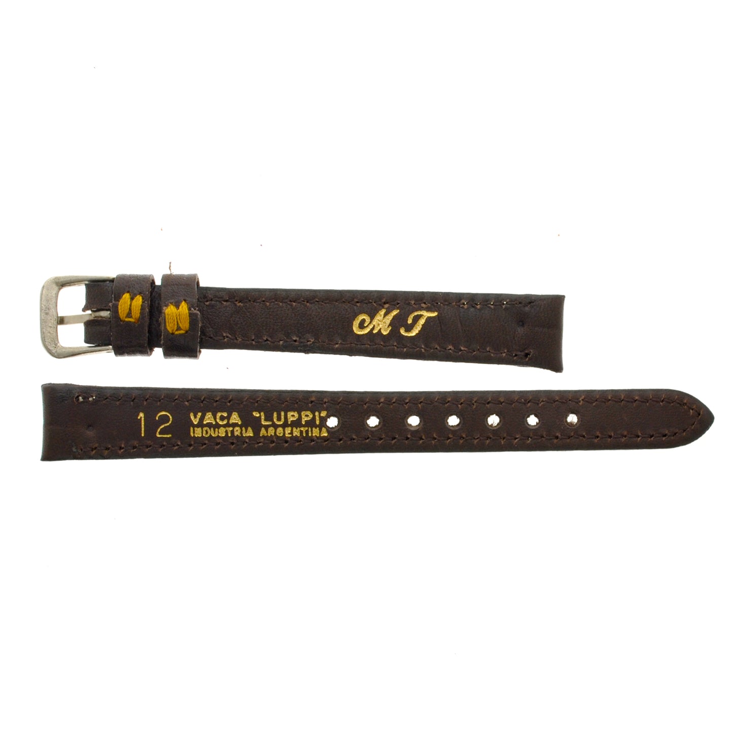 Malla para Reloj Pulsera, Cuero Luppi 12 MM Marrón Oscuro