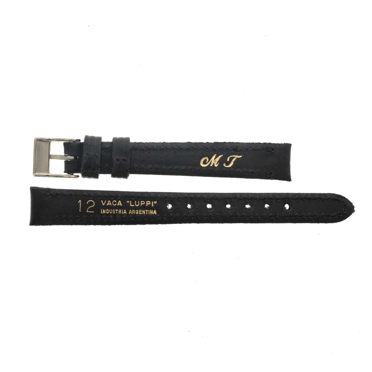 Malla para Reloj Pulsera, Cuero Luppi 12 MM Negra
