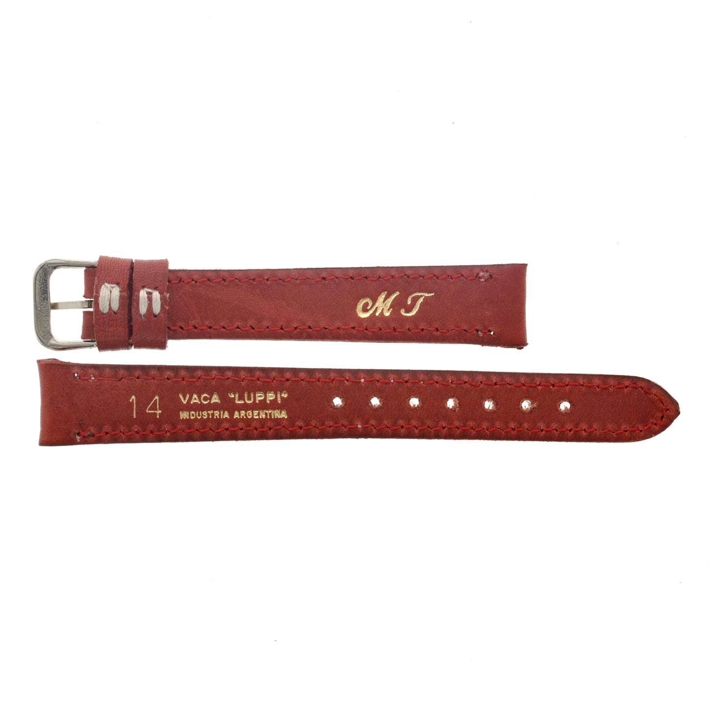 Malla para Reloj Pulsera, Cuero Luppi 14 MM Rojo