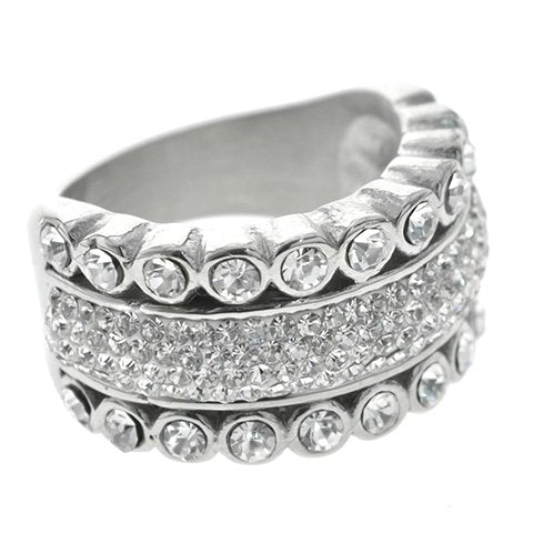 Anillo acero quirurgico con cubics blanco D&K / 100PI-74